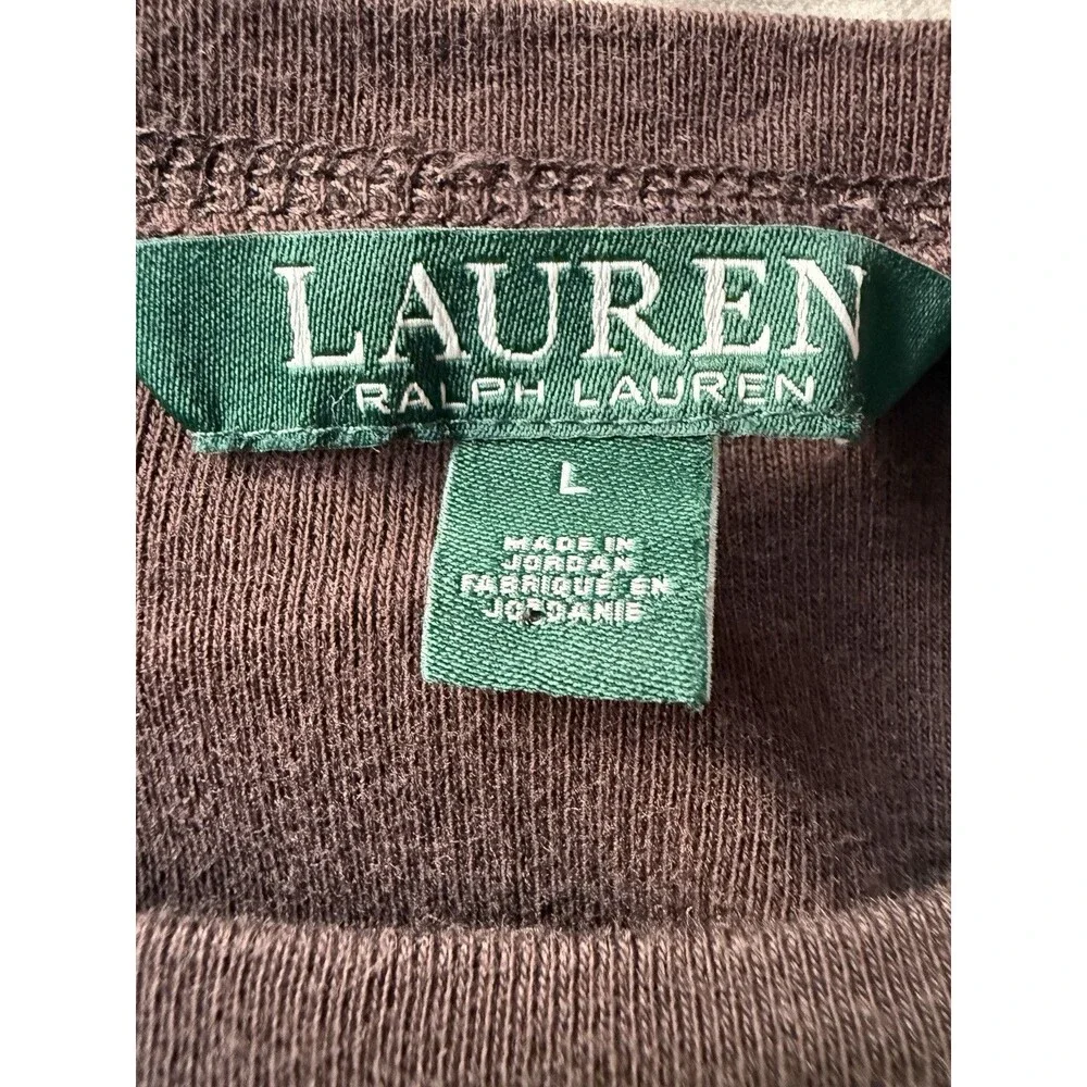 Lauren Ralph Lauren Big Girls Size L Brown Long Sleeve Shirt Suede Elbow Patches